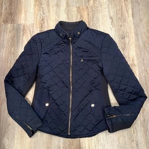 Zara Quilted Navy Fitted Jacket